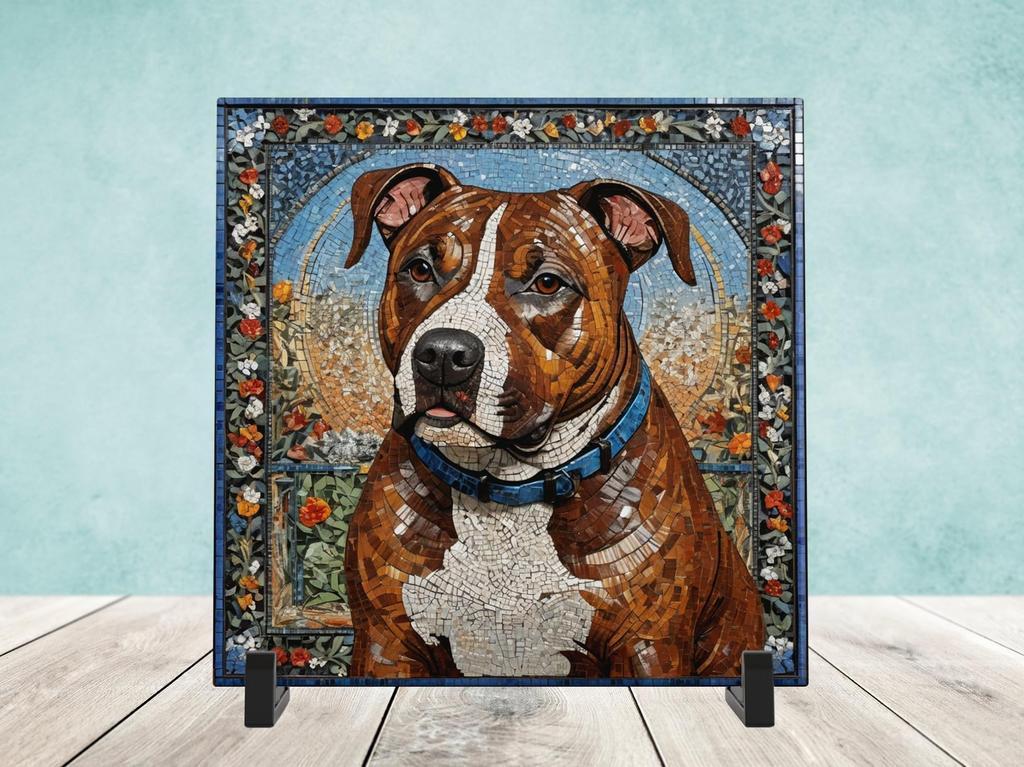 Staffordshire Bull Terriër Mozaïek tegel incl houder, Ophalen of Verzenden, Nieuw
