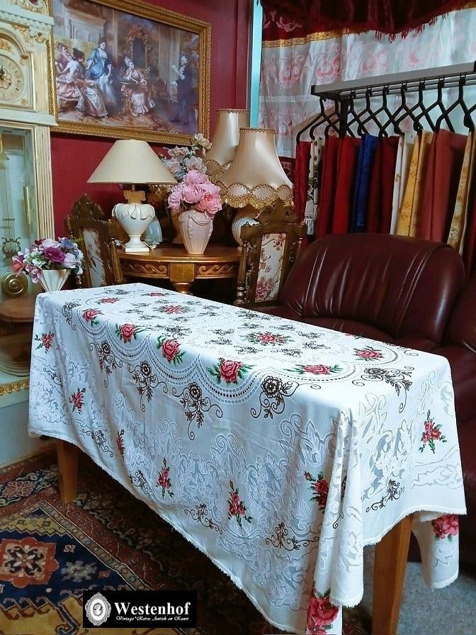 Engels tafelkleed vintage - Old Country Roses - wit- 172x130, Verzenden, Zo goed als nieuw, Rechthoek, Binnen
