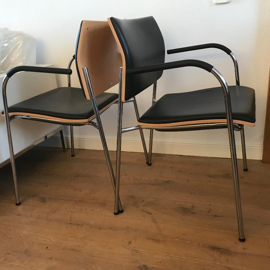 10 stapelbare Thonet S166 S360 S361 S361F stoelen stoel, Gebruikt, Bruin, Leer, Ophalen of Verzenden