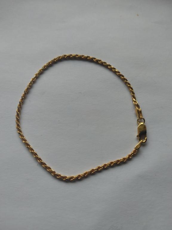 Schakel 2mm armband 14K(585) goud 19.5 cm 3.1 gram, Sieraden, Tassen en Uiterlijk, Armbanden, Gebruikt, Goud, Goud, Ophalen of Verzenden