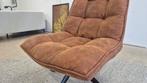 Prachtige cognac bruine design draaifauteuil in nieuwstaat!!, 75 tot 100 cm, Ophalen of Verzenden, Zo goed als nieuw, Stof