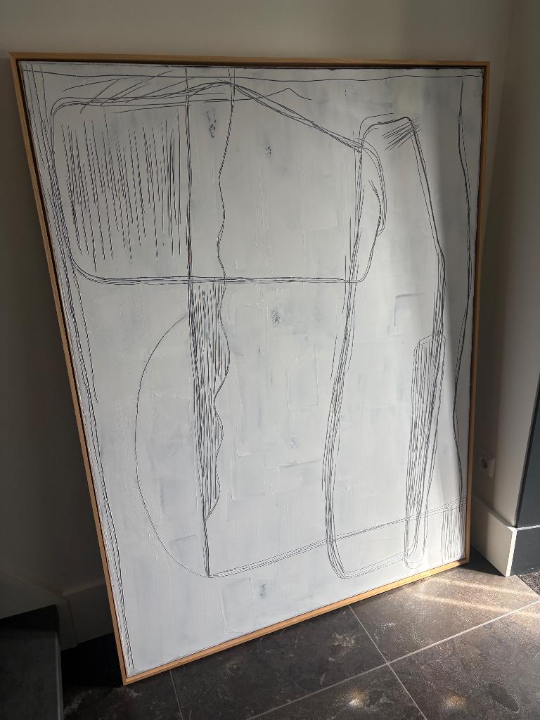 HK-living XL handgemaakt kunstwerk in baklijst Brutalism, Antiek en Kunst, Kunst | Schilderijen | Abstract, Ophalen