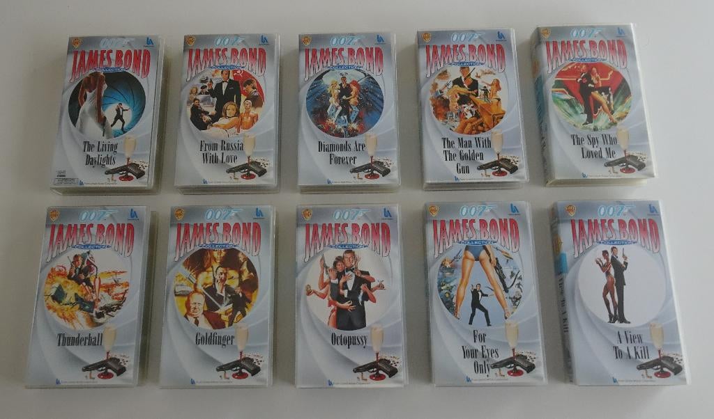 10 VHS Films uit de James Bond Collection, Alle leeftijden, Ophalen, Zo goed als nieuw, Actie en Avontuur