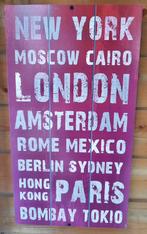 WANDBORD MET NAMEN VAN STEDEN., Ophalen of Verzenden, Gebruikt