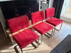 3 Zuiver Ridge Rib stoelen met rode ribstof, Ophalen, Rood, Stof, Drie
