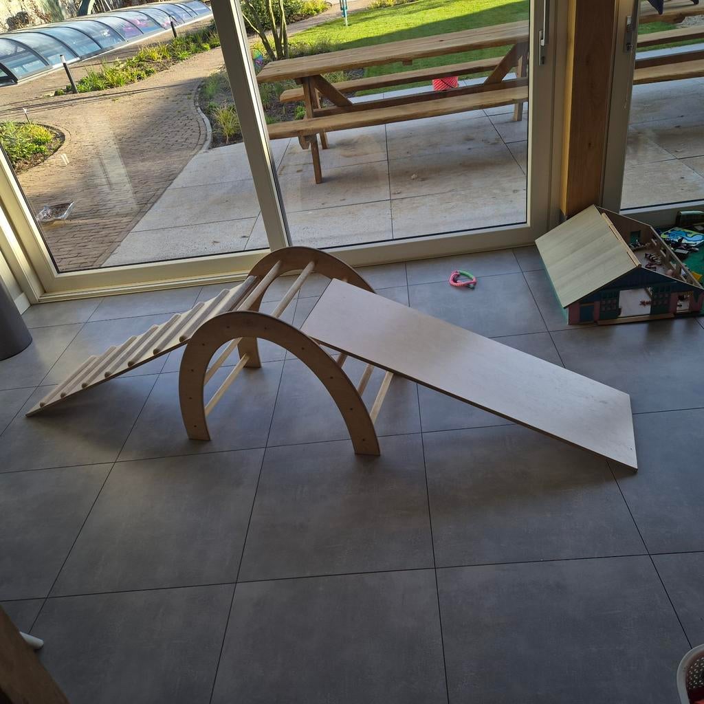 Houten Klimrek met Glijbaan en Klimplank, Ophalen of Verzenden