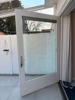 2 Grote Houten Buitendeuren met Glas - 230x147 cm, Doe-het-zelf en Verbouw, Deuren en Horren, Ophalen, Gebruikt, Buitendeur, Hout