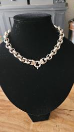 Jasseron halsketting collier 925 zilver 14 mm grote schakels, Ophalen of Verzenden, Zo goed als nieuw, Zilver, Zilver