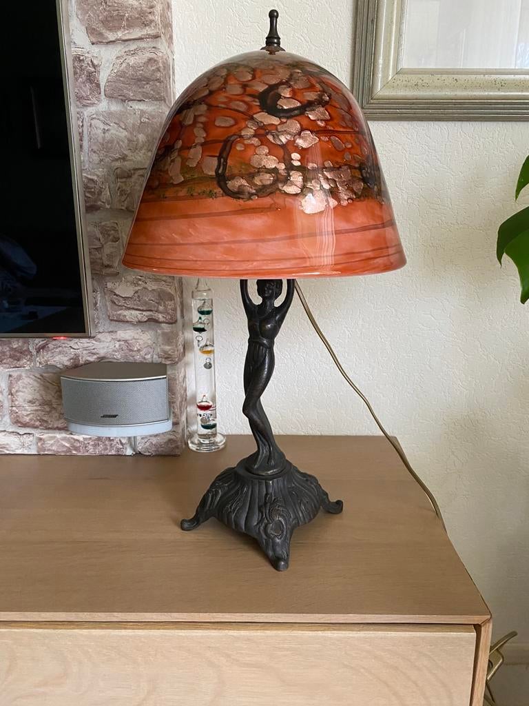 Bronzen Antieke Tafellamp, Ophalen of Verzenden