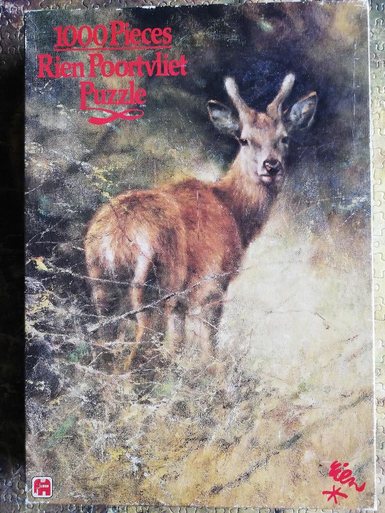 Puzzel 1000 stukjes: Rien Poortvliet - Hert, Ophalen of Verzenden, 500 t/m 1500 stukjes, Gebruikt, Legpuzzel
