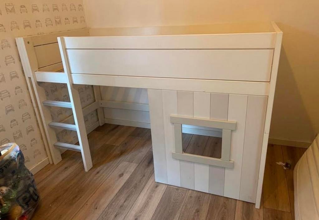 Lifetime halfhoogslaper met speelhuisje, Ophalen, 85 tot 100 cm, Gebruikt, Hoogslaper of Stapelbed