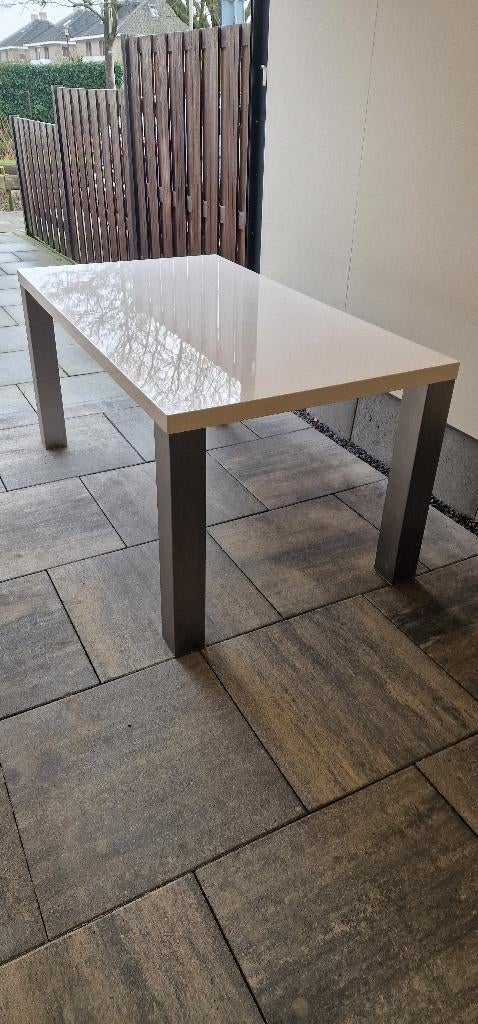 Eettafel rechthoekig met metalen poten., Ophalen, Overige materialen, Gebruikt, 50 tot 100 cm
