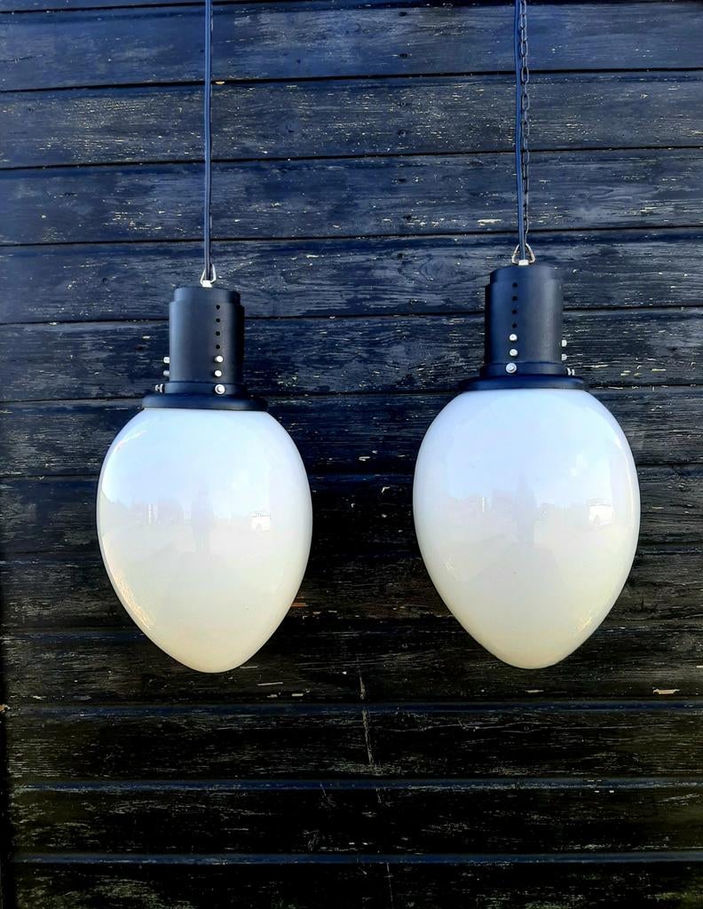 Design Hanglampen - (Schoollamp / Opaline / Opaalglas), Huis en Inrichting, Lampen | Hanglampen, Ophalen of Verzenden, Zo goed als nieuw