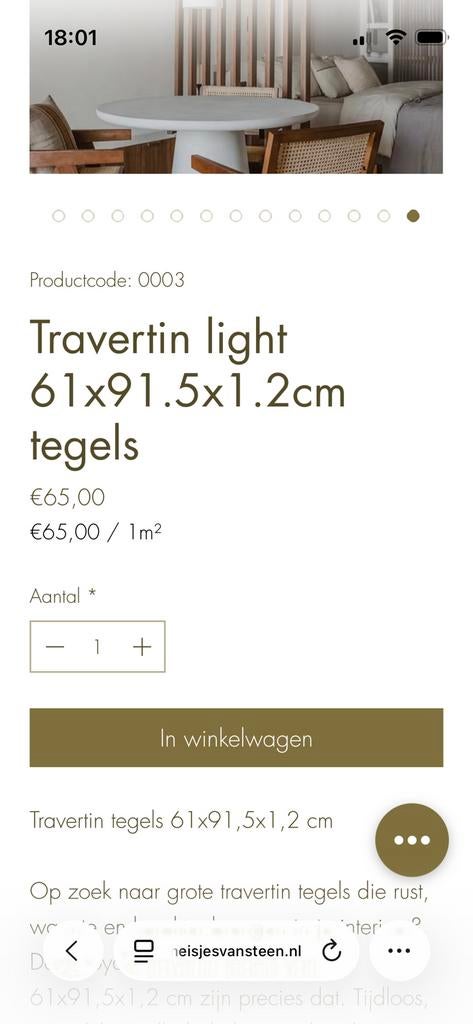 Travertin tegels T.E.A.B., Ophalen, Zo goed als nieuw, Minder dan 5 m², Vloertegels