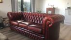 Driezits Chesterfield bank, oxblood red, Ophalen, Gebruikt, Driepersoons, Rechte bank