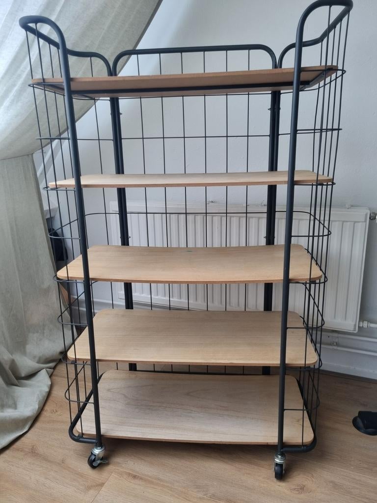 Bakkerskast met 5 planken en wieltjes, Ophalen, Gebruikt