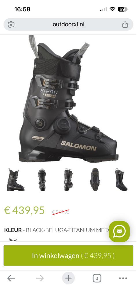 Salomon S Pro Supra skischoenen maat 27/27.5 - ZGAN, Sport en Fitness, Skiën en Langlaufen, Ophalen, Schoenen, Salomon, Zo goed als nieuw