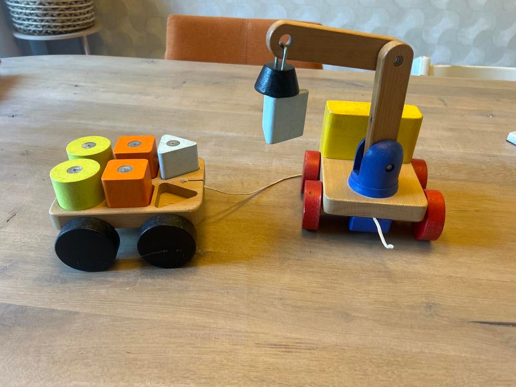 GRATIS Houten hijskraan met magnetische blokjes, Ophalen, Gebruikt, Jongen of Meisje