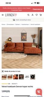 ZGAN BRONX71 Velvet Velours Hoekbank - Koper - 290 x 165, 250 tot 300 cm, Luxe velvet hoekbank modern hotel chiq warm koper roest