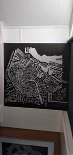 Canvas schilderij Amsterdam plattegrond 80x80 cm, Ophalen, Zo goed als nieuw, Schilderij, 75 tot 100 cm