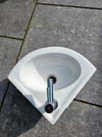 Compacte hoekwastafel met kraan, Ophalen of Verzenden, Gebruikt, Chroom, Wastafel