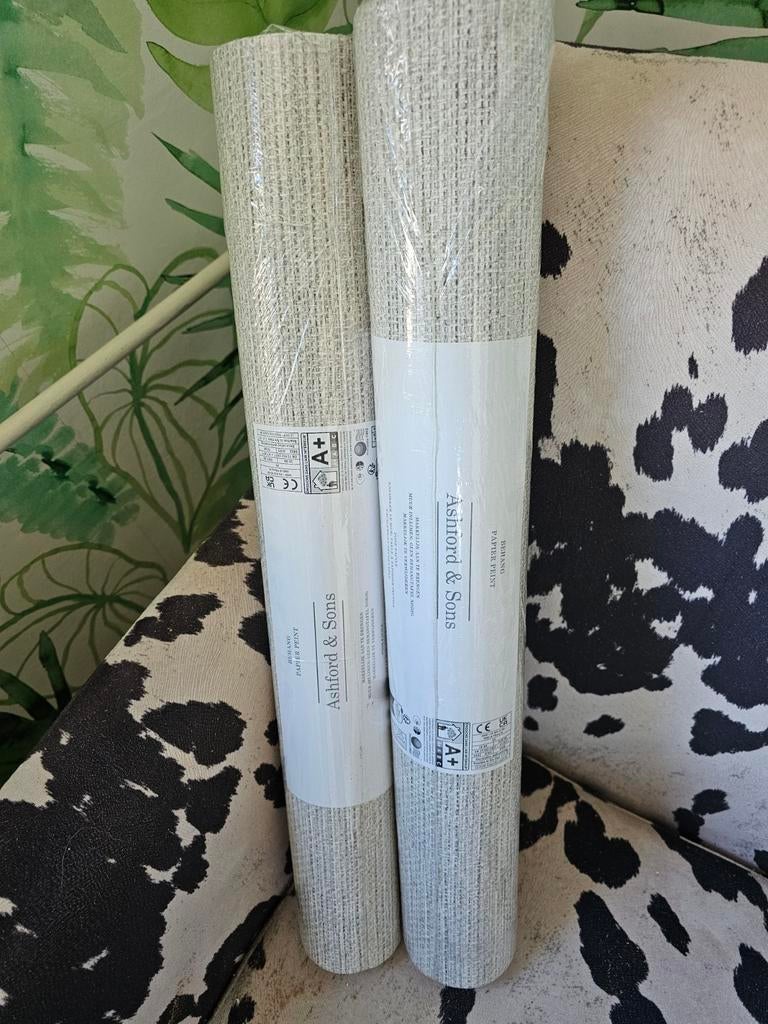 2 Nieuwe Rollen Ashford & Sons Behang - Tweed-stof Motief, Ophalen of Verzenden, Minder dan 10 m², Beige, Modern, Uniek, Decoratief