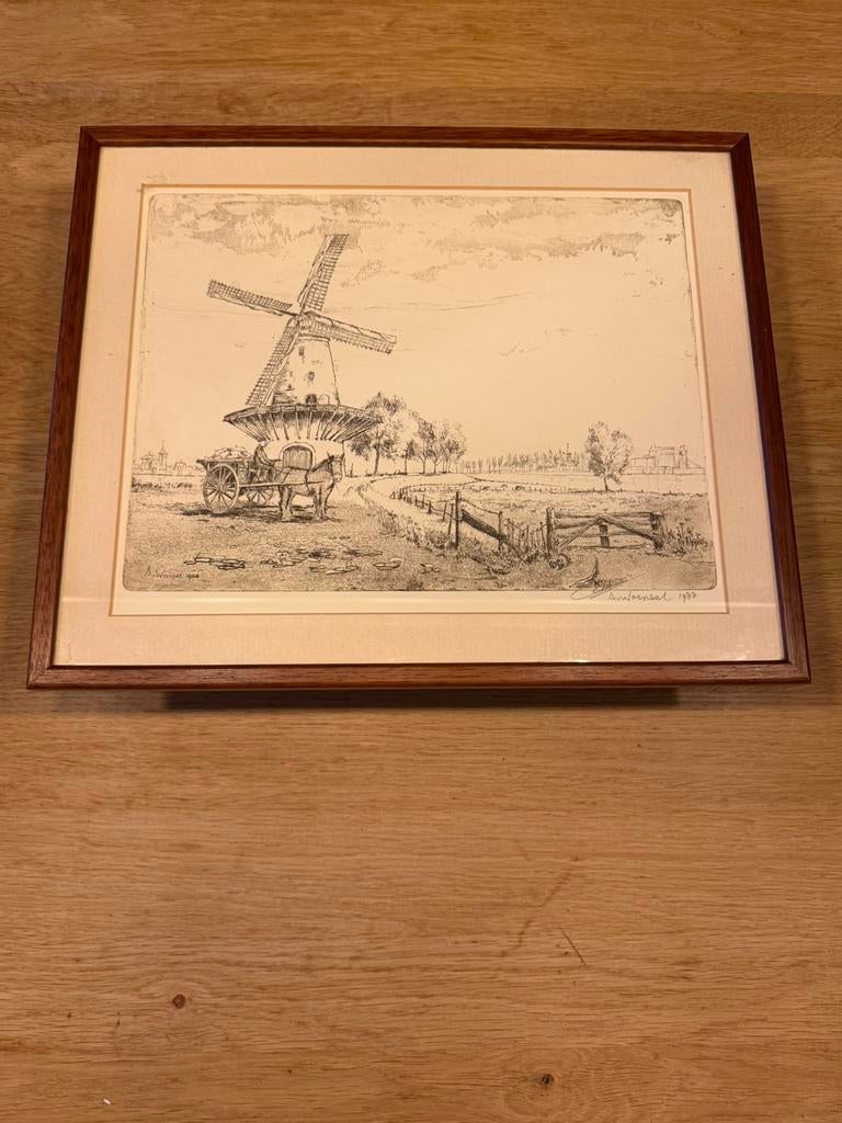Ingelijste Pentekening, Antiek en Kunst, Kunst | Tekeningen en Foto's, Ophalen of Verzenden