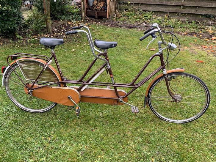 Oude bruine Sparta tandem, Fietsen en Brommers, Fietsen | Tandems, Gebruikt, Minder dan 10 versnellingen, 53 tot 57 cm, 55 cm of meer