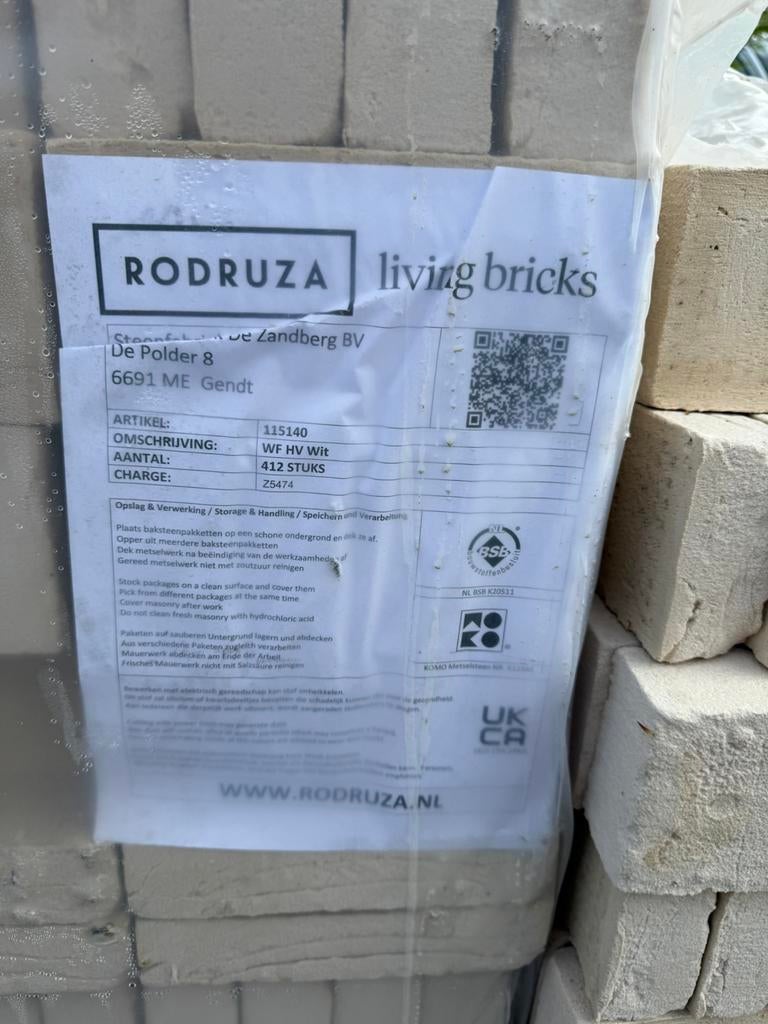 Rodruza WF HV Wit - 115140, Ophalen, Zo goed als nieuw, Bakstenen
