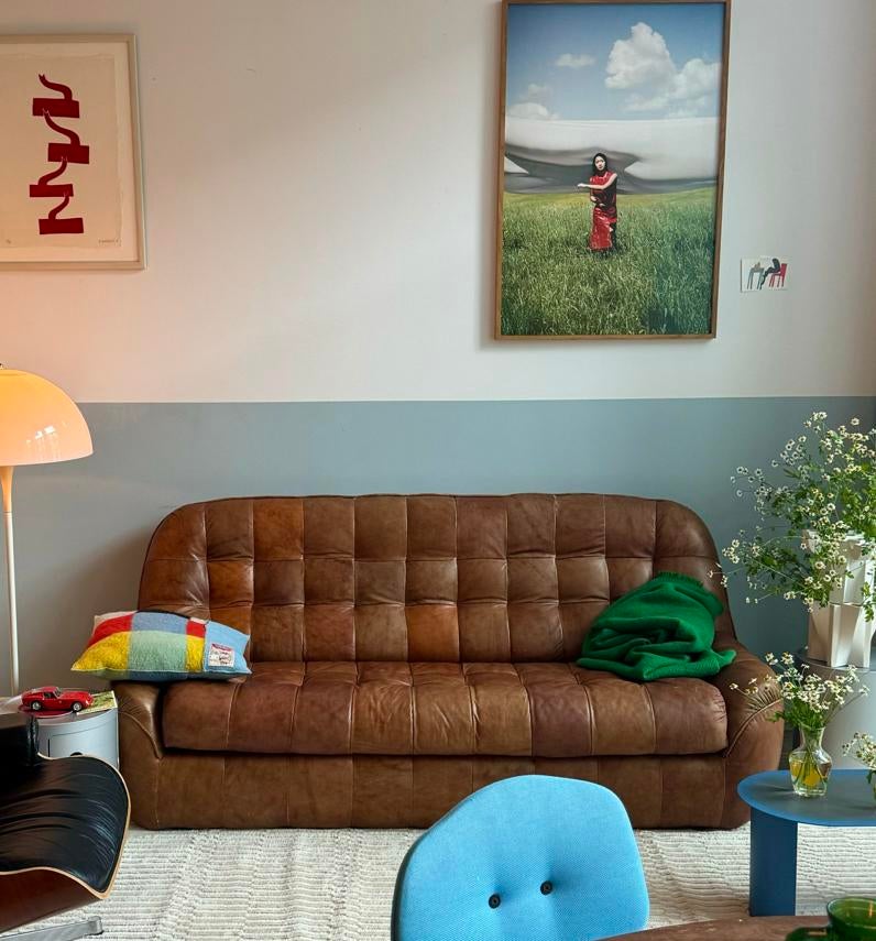 Vintage design bank Ligne Roset Togo Laauser stijl bruin, Ophalen, Gebruikt, 150 tot 200 cm, Tweepersoons