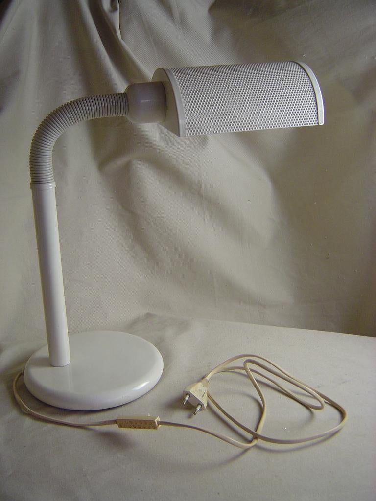 Vintage wit metalen bureaulamp jaren 80, Gebruikt, Jaren 80, Ophalen of Verzenden, Metaal