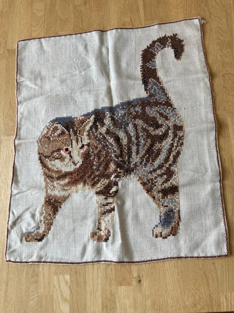 borduurlap poes Tabby Cyperse kat of tijgertje, Meerkleurig, Nieuw, Ophalen of Verzenden, Handgemaakt