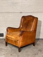 Vintage schapenlederen Wingback fauteuil, Ophalen, Gebruikt, Vintage, 75 tot 100 cm