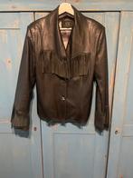 Zwart leren jasje met franjes, Ophalen of Verzenden, Gedragen, Maat 42/44 (L), Zwart