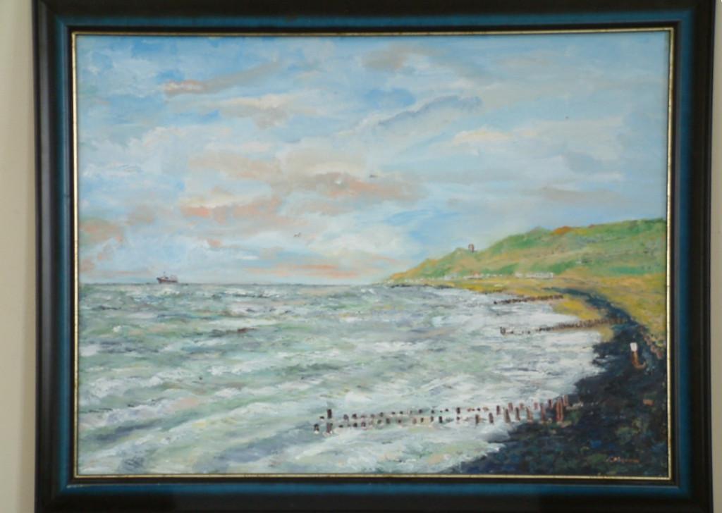 strand gezicht  60 x80 cm olie verf -Zoutelande, Antiek en Kunst, Kunst | Schilderijen | Klassiek, Ophalen