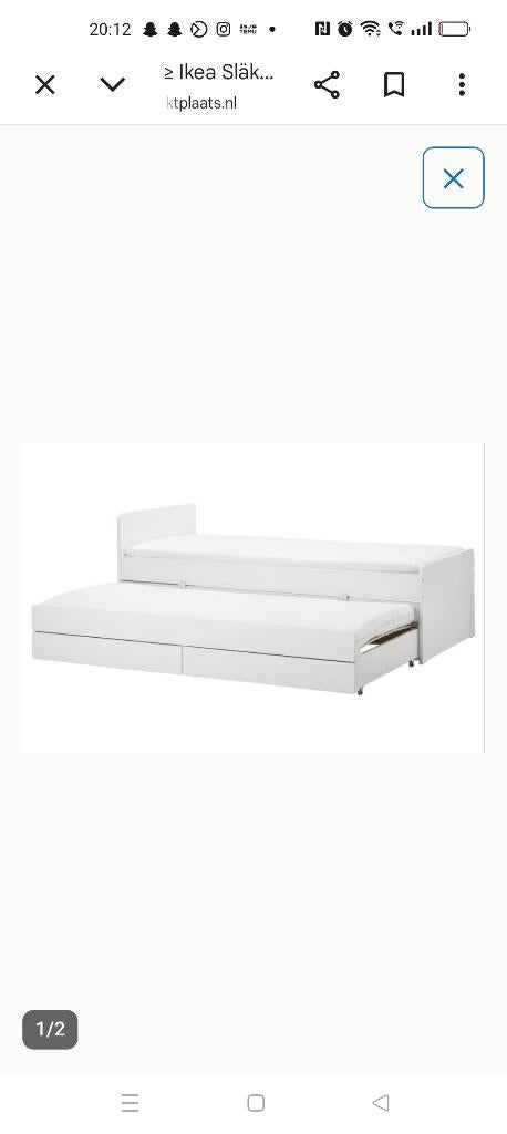 Ikea Släkt bed, Huis en Inrichting, Slaapkamer | Bedden, Ophalen, 90 cm, Eenpersoons, Wit
