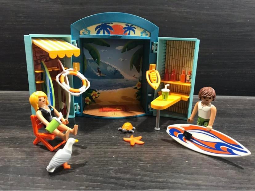 Playmobil surfers handig in een meeneem box, Ophalen of Verzenden, Gebruikt, Complete set