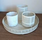 Riverdale waxinehouders met dienblad, Ophalen of Verzenden, Zo goed als nieuw, Metaal, Crème