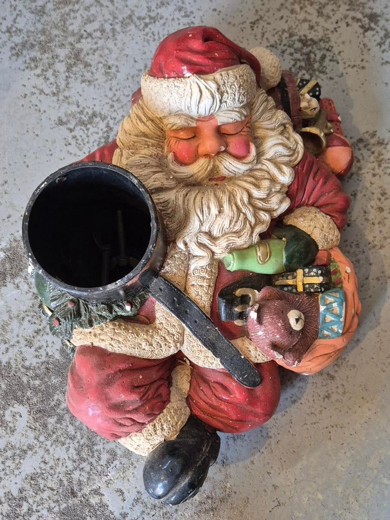 UNIEK! Vintage Kerstboomstandaard - Slapende Kerstman, Ophalen, Gebruikt, Beeldje of Poppetje