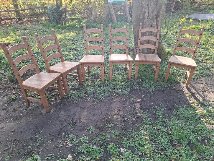 6 Leuke houten stoelen, Huis en Inrichting, Stoelen, Gebruikt, Vijf, Zes of meer stoelen, Hout, Bruin, Ophalen