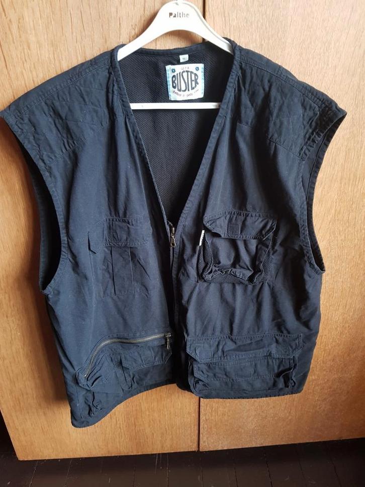 Zwart survival vest /bodywarmer 100% katoen - maat XL, Kleding | Heren, Bodywarmers, Maat 56/58 (XL), Zwart, Ophalen of Verzenden