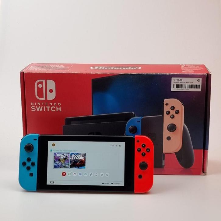 Nintendo Switch V2 Rood/Blauw Console | Prima staat, Spelcomputers en Games, Spelcomputers | Nintendo Switch, Zo goed als nieuw