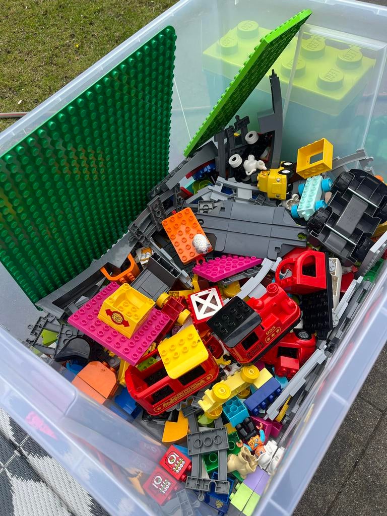 Grote Duplo set: treinen, spoor, tunnel, dieren & opbergdoos, Ophalen, Gebruikt, Duplo, Inclusief accessoires