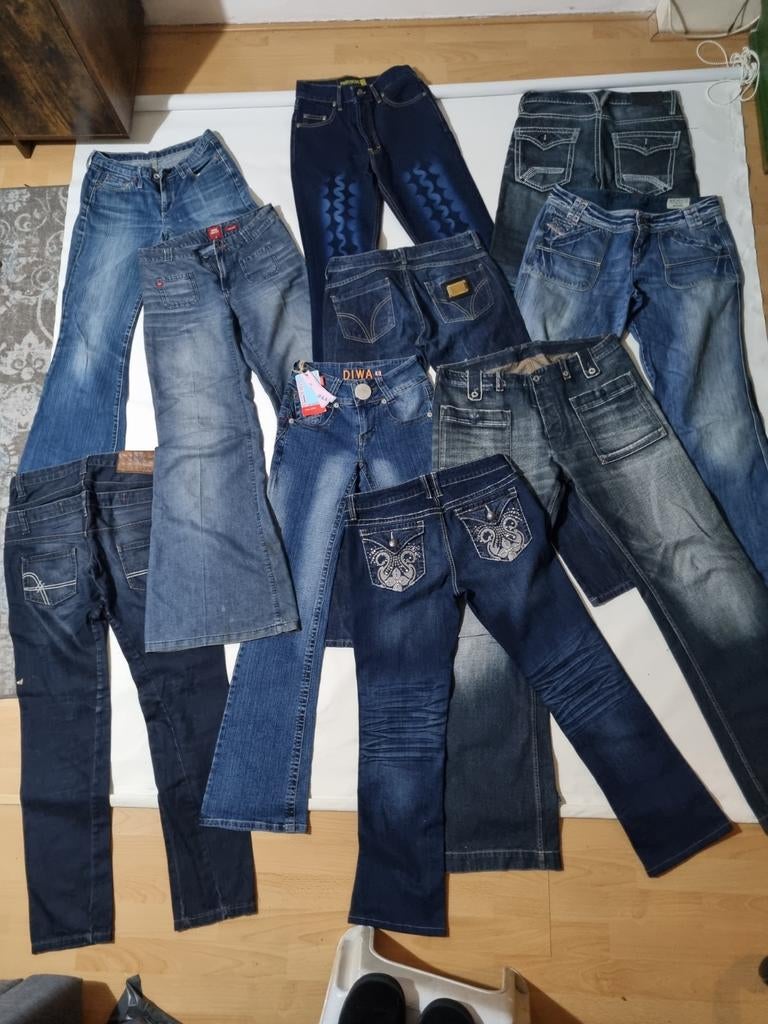 Y2K Vintage Broeken Bundel - 10 stuks (Miss Sixty, G-Star), Kleding | Dames, Spijkerbroeken en Jeans, Ophalen, Blauw