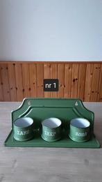 EMAILLE RESEDA GROEN ZAND ZEEP EN SODA MET REKJE VAN BK., Antiek en Kunst, Antiek | Emaille, Ophalen of Verzenden