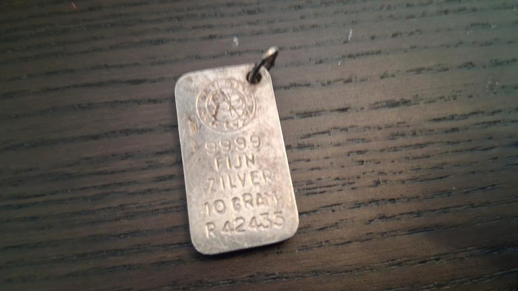 Zilveren baar 10 gram, Postzegels en Munten, Edelmetalen en Baren, Verzenden, Zilver