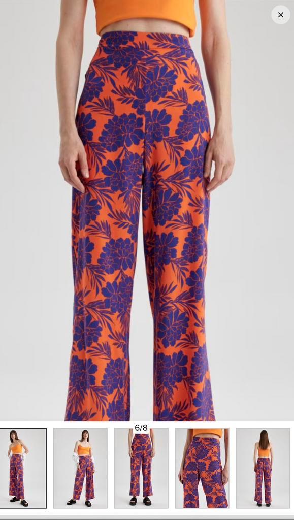 Broek Bloemenprint nieuw met prijskaartje Mt 44 merk Defacto, Kleding | Dames, Broeken en Pantalons, Nieuw, Maat 42/44 (L), Oranje