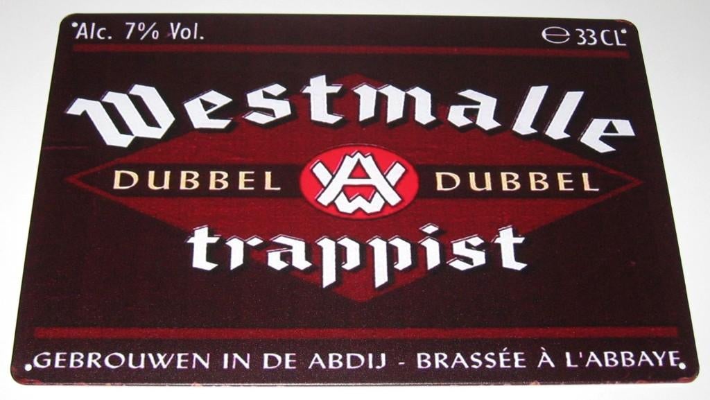 WESTMALLE BIER : Metalen Bord Westmallle DubbelTrappist, Verzenden, Nieuw, Reclamebord, Plaat of Schild, Overige merken