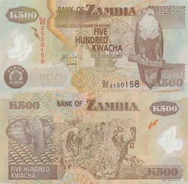ZAMBIA 2011 500 kwacha #43h VF POLYMER, Postzegels en Munten, Bankbiljetten | Afrika, Verzenden, Zambia, Los biljet
