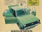 Retro reclame 1979 Datsun 1400 GL auto zuinigheid, Verzenden, Overige typen